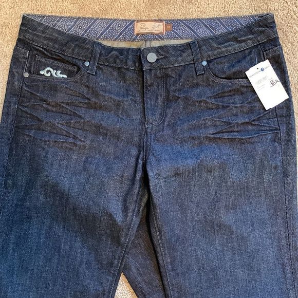 Paige Embroidered Denim Jeans Womens Sz 32 - Picture 6 of 11